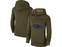 Baltimore Ravens Nike Women's Salute to Service Team Logo Performance Pullover Hoodie - Olive