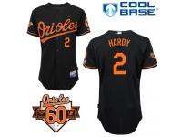 Black J.J. Hardy Men #2 Majestic MLB Baltimore Orioles Cool Base Alternate Jersey