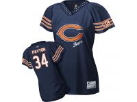 Chicago Bears Walter Payton Women's Jersey - Throwback Navy Blue Field Flirt Reebok NFL #34 Replica