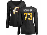 Football Women's Washington Redskins #73 Chase Roullier Black Name & Number Logo Long Sleeve T-Shirt