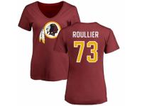 Football Women's Washington Redskins #73 Chase Roullier Maroon Name & Number Logo T-Shirt