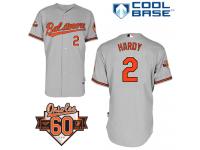 Grey J.J. Hardy Men #2 Majestic MLB Baltimore Orioles Cool Base Road Jersey