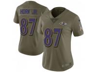 Limited Women's Joe Horn Jr. Baltimore Ravens Nike 2017 Salute to Service Jersey - Green
