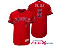 Los Angeles Angels #5 Albert Pujols Red Stars & Stripes 2016 Independence Day Flex Base Jersey