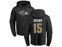 Men #15 Baltimore Ravens Marquise Brown Name & Number Logo Black Football Pullover Hoodie