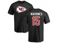 Men #15 Patrick Mahomes Black Football Name & Number Logo Kansas City Chiefs T-Shirt
