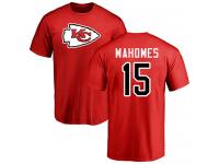 Men #15 Patrick Mahomes Red Football Name & Number Logo Kansas City Chiefs T-Shirt