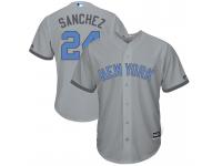 Men 2017 Father Day New York Yankees #24 Gary Sanchez Gray Cool Base Jersey