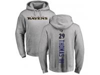 Men #29 Earl Thomas III Ash Football Backer Baltimore Ravens Pullover Hoodie