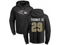 Men #29 Earl Thomas III Black Football Name & Number Logo Baltimore Ravens Pullover Hoodie