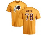 Men #78 Wes Martin Gold Football Name & Number Logo Washington Redskins T-Shirt