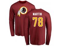 Men #78 Wes Martin Maroon Football Name & Number Logo Washington Redskins Long Sleeve T-Shirt
