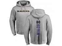 Men #80 Baltimore Ravens Miles Boykin Backer Ash Football Pullover Hoodie