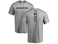 Men #91 Shane Ray Ash Football Backer Baltimore Ravens T-Shirt