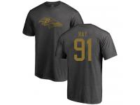 Men #91 Shane Ray Ash Football One Color Baltimore Ravens T-Shirt