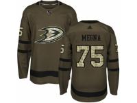 Men Adidas Anaheim Ducks #75 Jaycob Megna Green Salute to Service NHL Jersey