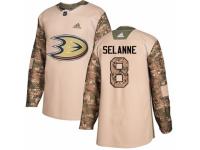 Men Adidas Anaheim Ducks #8 Teemu Selanne Camo Veterans Day Practice NHL Jersey