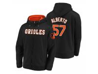 Men Baltimore Orioles Hanser Alberto Black Matte Fleece Full-Zip Hoodie