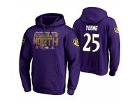 Men Baltimore Ravens #25 Tavon Young Purple 2018 AFC North Division Champions Pullover Hoodie