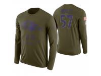 Men Baltimore Ravens #57 CJ Mosley 2018 Salute to Service Long Sleeve Olive T-Shirt