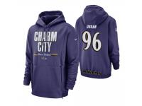Men Baltimore Ravens #96 Brent Urban Purple Sideline Local Lockup Pullover Hoodie