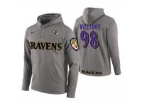 Men Baltimore Ravens #98 Brandon Williams Gray Circuit Wordmark Pullover Hoodie