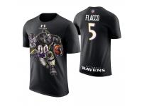 Men Baltimore Ravens Joe Flacco #5 Black Cartoon And Comic Artistic Painting T-Shirt
