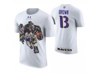 Men Baltimore Ravens John Brown #13 White Cartoon And Comic Artistic Painting T-Shirt