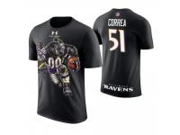 Men Baltimore Ravens Kamalei Correa #51 Black Cartoon And Comic Artistic Painting T-Shirt