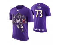 Men Baltimore Ravens Marshal Yanda #73 Purple Cartoon And Comic Artistic Painting T-Shirt