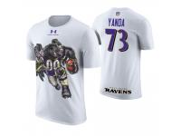 Men Baltimore Ravens Marshal Yanda #73 White Cartoon And Comic Artistic Painting T-Shirt