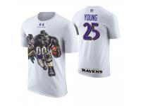 Men Baltimore Ravens Tavon Young #25 White Cartoon And Comic Artistic Painting T-Shirt