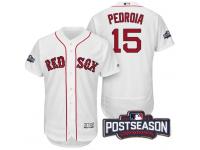 Men Boston Red Sox Dustin Pedroia #15 AL East Division Champions White 2016 Postseason Patch Flex Base Jersey