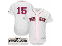 Men Boston Red Sox Dustin Pedroia #15 White 2017 Postseason Patch Flex Base Jersey