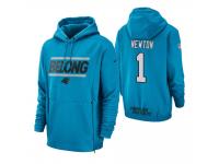 Men Carolina Panthers #1 Cam Newton Blue Sideline Local Lockup Pullover Hoodie