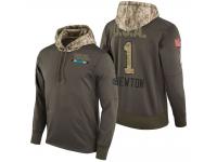 Men Carolina Panthers #1 Cam Newton Olive 2017 Salute to Service Hoodie