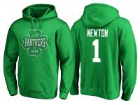 Men Carolina Panthers Cam Newton #1 Kelly Green St. Patrick Day Emerald Isle Pullover Hoodie