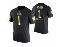 Men Carolina Panthers Cam Newton #1 Metall Dark Golden Special Limited Edition With Message T-Shirt