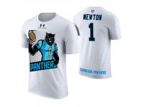 Men Carolina Panthers Cam Newton #1 White Cartoon And Comic Artistic Painting T-Shirt