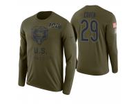 Men Chicago Bears #29 Tarik Cohen Olive 100th Anniversary Salute to Service Long Sleeve T-Shirt