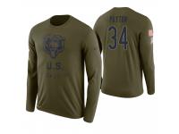 Men Chicago Bears #34 Walter Payton 2018 Salute to Service Long Sleeve Olive T-Shirt