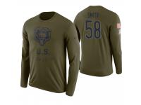 Men Chicago Bears #58 Roquan Smith 2018 Salute to Service Long Sleeve Olive T-Shirt