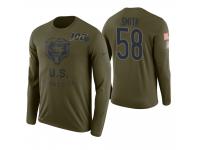 Men Chicago Bears #58 Roquan Smith Olive 100th Anniversary Salute to Service Long Sleeve T-Shirt