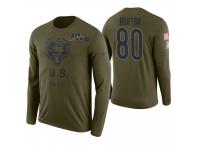 Men Chicago Bears #80 Trey Burton Olive 100th Anniversary Salute to Service Long Sleeve T-Shirt