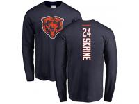 Men Chicago Bears Buster Skrine Navy Blue - #24 Football Long Sleeve T-Shirt Backer