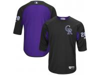 Men Colorado Rockies Nolan Arenado On-Field 3/4 Sleeve Player Batting Practice Jersey - Black & Purple