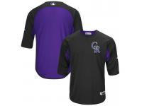 Men Colorado Rockies On-Field 3/4 Sleeve Batting Practice Jersey - Black & Purple