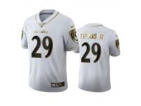 Men Earl Thomas III Ravens White 100th Season Golden Edition Jersey