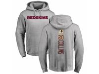 Men Football Washington Redskins #20 Landon Collins Ash Backer Pullover Hoodie
