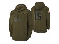 Men Kansas City Chiefs #15 Patrick Mahomes II Olive 2018 Salute to Service Pullover Hoodie